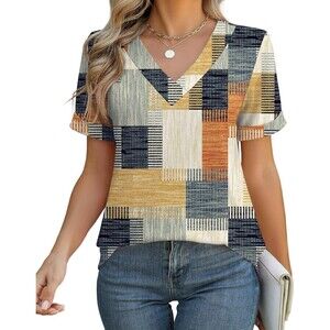 RapbinWomen Short Sleeve V Neck Tshirts Loose Fit Lightweight Soft Sz Small